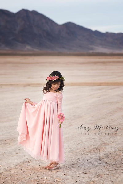 Cynthia Girls Gown • Full Circle Chiffon Skirt • Lace Off the Shoulder Top • Girls Couture • Princess Photo Shoot • Birthday Dress • by Sew Trendy
