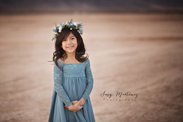 Cynthia Girls Gown • Full Circle Chiffon Skirt • Lace Off the Shoulder Top • Girls Couture • Princess Photo Shoot • Birthday Dress • by Sew Trendy