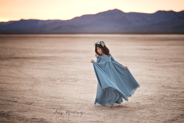 Cynthia Girls Gown • Full Circle Chiffon Skirt • Lace Off the Shoulder Top • Girls Couture • Princess Photo Shoot • Birthday Dress • by Sew Trendy