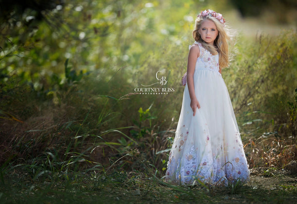 Delilah Girls Gown • Girls Couture Embroidered Tutu • Floral Tutu • Girls Corset Tutu • Girls Couture • Princess Photo Shoot • Flower Girl Dress • by Sew Trendy