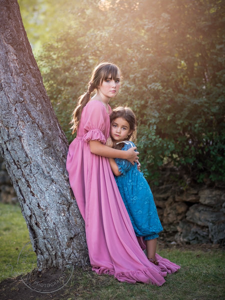 Paulie Gown • Girls Vintage Dress • Girls Chemise • Classic Vintage chiffon Gown • Ruffle Night Gown • by Sew Trendy