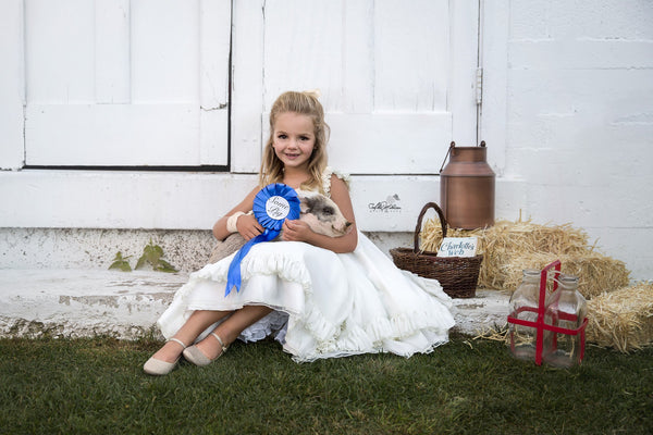 Quincy Gown • Girls Vintage Dress • Girls Ruffled Dress • Tea Length Flower Girl Dress • Girls low back dress • by Sew Trendy