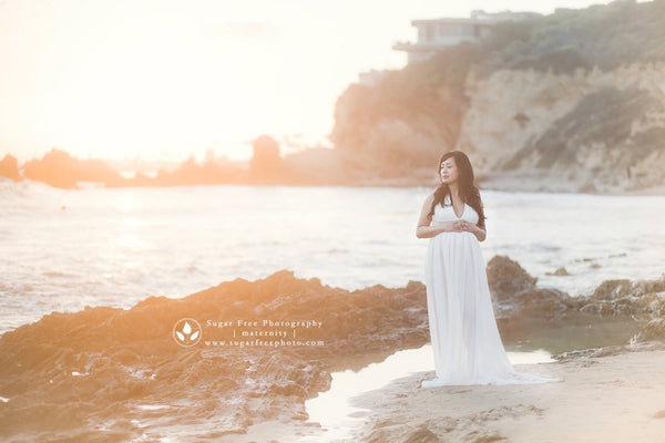 Amber Gown • Sheer Chiffon Halter Style Maternity Gown • by Sew Trendy