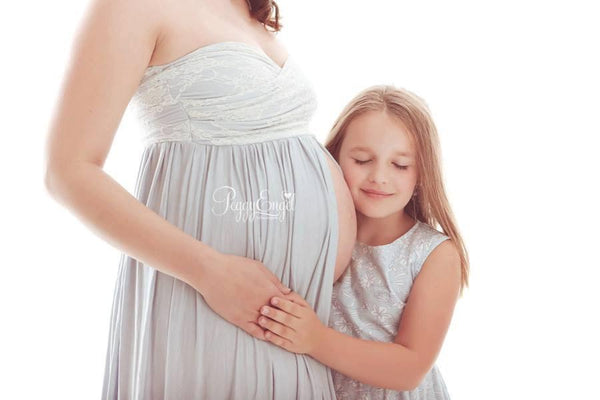 Zoie Gown • Lace Sweetheart Top Gown • Stretch Knit Pregnancy Dress • Maxi Style Maternity Gown • by Sew Trendy