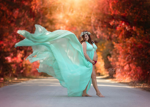 Adrienne Gown • Halter Top Chiffon Maternity Gown • Butterfly Maternity Dress • Maxi Dress • Senior Photo Shoot • Modeling • by Sew Trendy