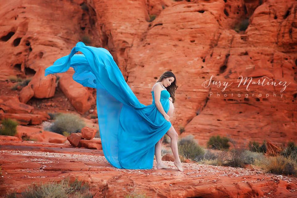 Rachel Gown • Long Flowing Gown • Butterfly Chiffon Gown • Sheer Maternity Gown • Sweetheart Maternity Gown • by Sew Trendy