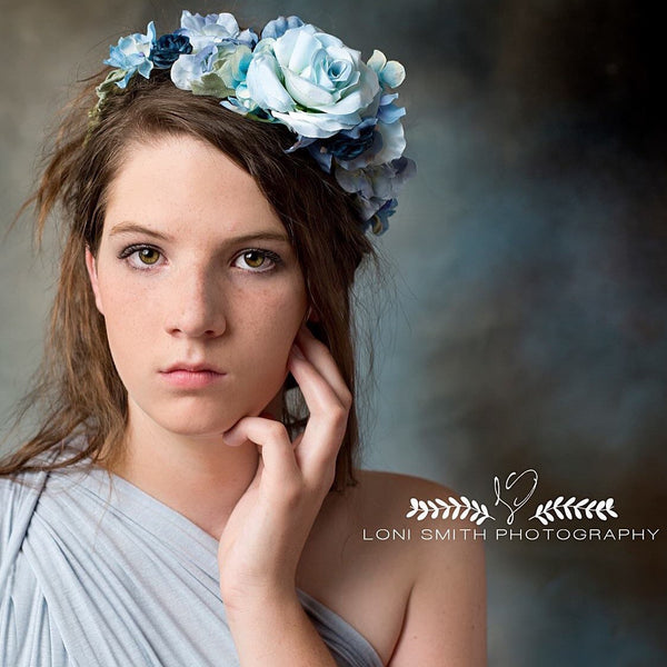 Avery Blue Floral Crown • BLUE Rose Floral Crown • Wedding HeadPiece • Princess Floral Crown • Bohemian Crown • Flower Girl | Ready To Ship • by Sew Trendy