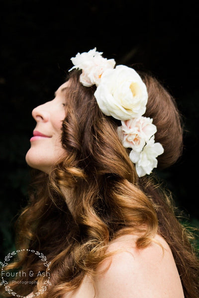 Evelyn Floral Crown • Natural Flower Crown • Grapevine Floral Headband • Wedding Headpiece • Maternity Crown • Flower Girl | Ready To Ship • by Sew Trendy