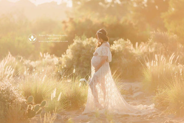 Stacey Gown • Hand Made Classic Flowing Lace Dress • Elegant Lace Pregnancy Gown • Vintage Lace Ruffle Maternity Gown • by Sew Trendy