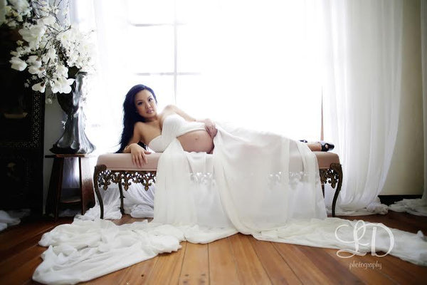 Rachel Gown • Long Flowing Gown • Butterfly Chiffon Gown • Sheer Maternity Gown • Sweetheart Maternity Gown • by Sew Trendy