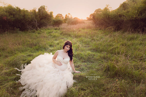 Celine Gown • Sweetheart Lace and Tulle Pregnancy Dress • Fitted Mermaid Style Maternity Gown • by Sew Trendy