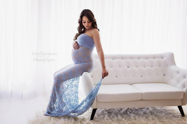 Siri Gown • Fitted Lace Maternity Gown • Maternity Dress • Lace Dress • Sheer Dress • Maternity Gown • by Sew Trendy