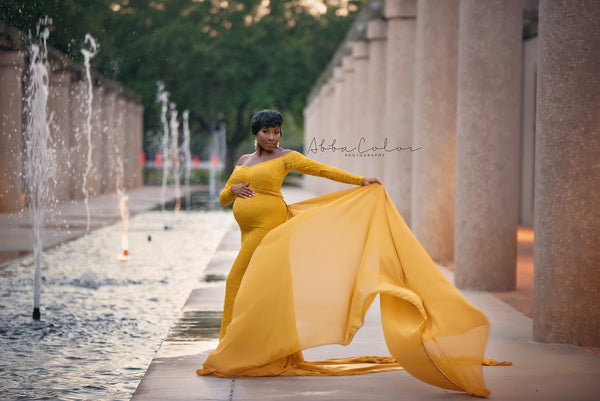 Abba Gown • Slim Fit Maternity Gown • Wedding Gown • Event Gown • Lace Maternity Gown • by Sew Trendy