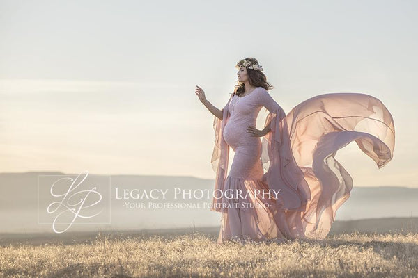 Angora Gown • Renaissance Style Maternity Gown • Bell Sleeve Maternity Gown • Mermaid Style Maternity Gown • by Sew Trendy