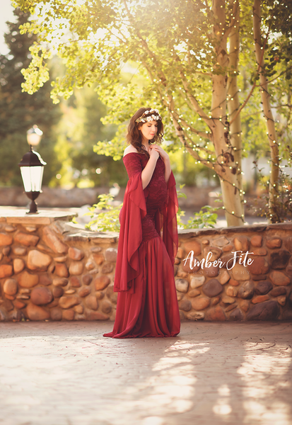 Angora Gown • Renaissance Style Maternity Gown • Bell Sleeve Maternity Gown • Mermaid Style Maternity Gown • by Sew Trendy