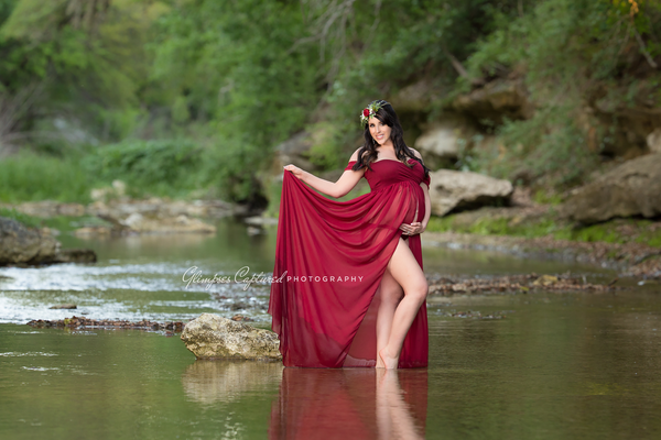 Bailey Gown • Sheer Chiffon Gown • Sweetheart Style Gown • Chiffon Droop Sleeves Maternity Gown • by Sew Trendy