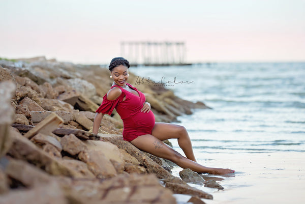 Sylvia Bodysuit • Peek-a-Boo Body Suit • Open Shoulder Bodysuit • Bodysuit Maternity Top • Maternity Bodysuit • Knit Bodysuit • Bodysuit with Snaps • by Sew Trendy