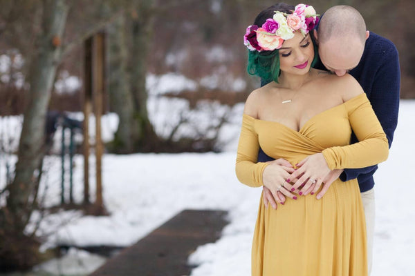 Breanna Gown • Knit Off the Shoulder Gown • Long Sleeve Sweetheart Gown • Maternity Dress • Pregnancy Gown • Maternity Photos • Knit Gown • by Sew Trendy