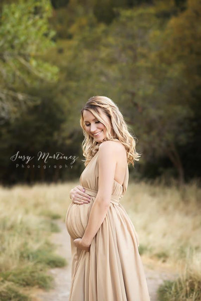 Carolynne Gown • Chiffon Ruffle Maternity Dress • Chiffon Turtle Neck Pregnancy Gown • by Sew Trendy