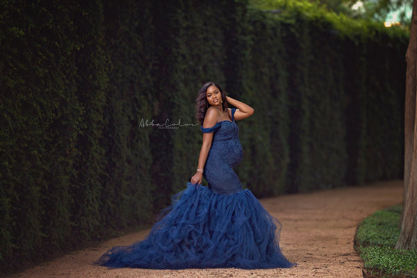 Celine Gown • Sweetheart Lace and Tulle Pregnancy Dress • Fitted Mermaid Style Maternity Gown • by Sew Trendy