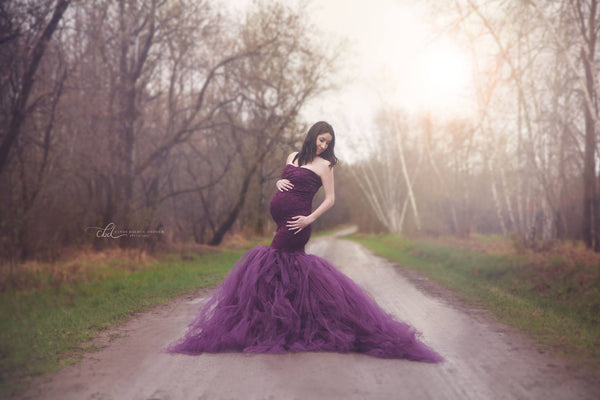 Celine Gown • Sweetheart Lace and Tulle Pregnancy Dress • Fitted Mermaid Style Maternity Gown • by Sew Trendy