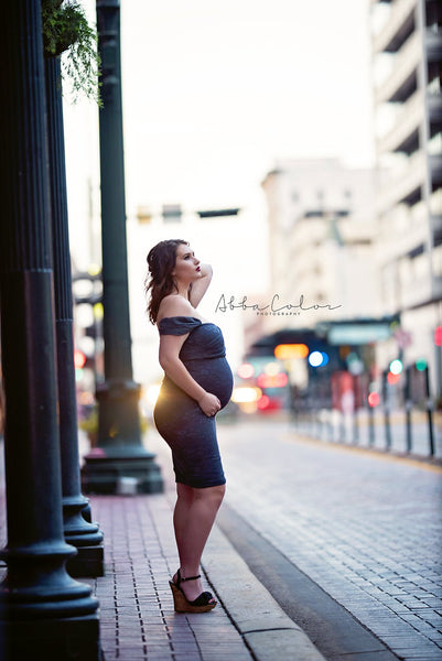 Claudia Dress • Lace Maternity Dress • Fitted Lace Maternity Cocktail Gown • Droop Sleeve cocktail dress • Knee Length Maternity Gown • Slim Fit Gown • by Sew Trendy