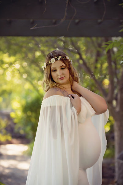 Isolde Gown • Renaissance Style Maternity Gown • Maternity Gown with Cape • Fitted Maternity Gown • by Sew Trendy