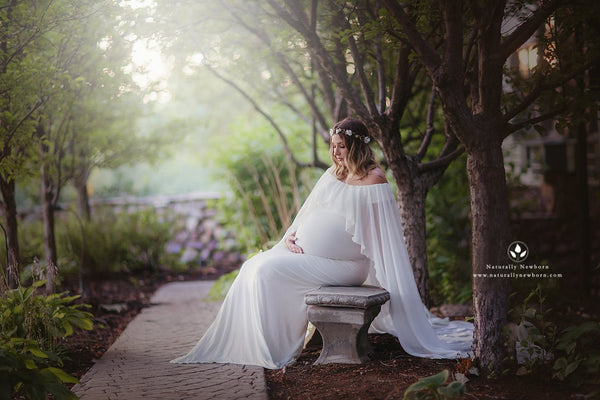 Isolde Gown • Renaissance Style Maternity Gown • Maternity Gown with Cape • Fitted Maternity Gown • by Sew Trendy