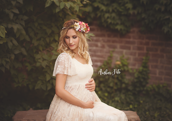 Josephine Gown • Lace Flutter Maternity Gown • Wedding Gown • by Sew Trendy