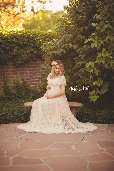 Josephine Gown • Lace Flutter Maternity Gown • Wedding Gown • by Sew Trendy