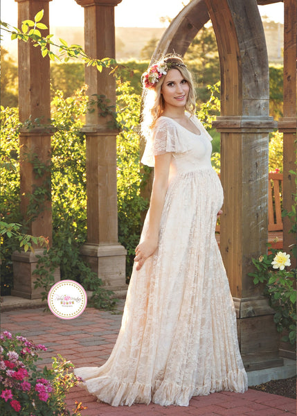Josephine Gown • Lace Flutter Maternity Gown • Wedding Gown • by Sew Trendy
