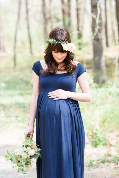 Kelly Gown • Off the Shoulder Maternity Gown • Cap Sleeve Pregnancy Dress • Heavy Knit Gown • Maxi Style Maternity Gown • by Sew Trendy