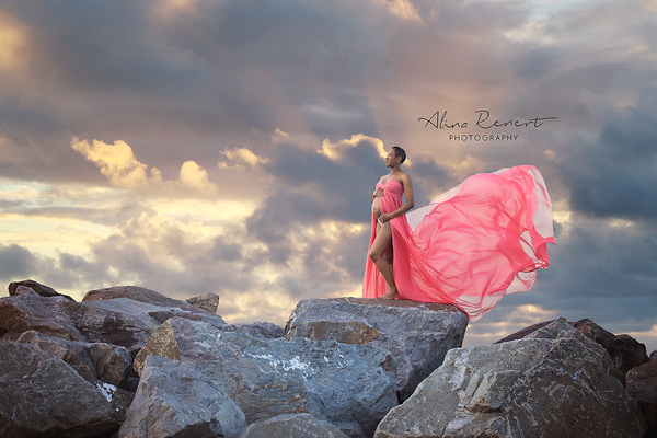 Rachel Gown • Long Flowing Gown • Butterfly Chiffon Gown • Sheer Maternity Gown • Sweetheart Maternity Gown • by Sew Trendy