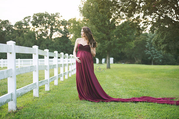 Rachel Gown • Long Flowing Gown • Butterfly Chiffon Gown • Sheer Maternity Gown • Sweetheart Maternity Gown • by Sew Trendy