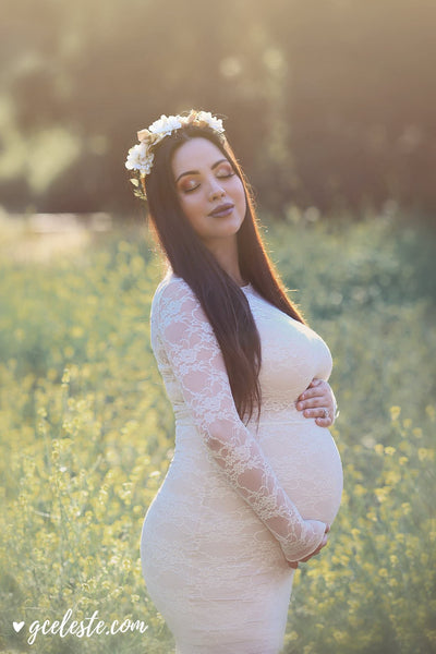 Selena Gown • Boat Neck Gown • Slim Fit Maternity Gown • Lace Maternity Gown • Sweetheart Maternity Gown • by Sew Trendy