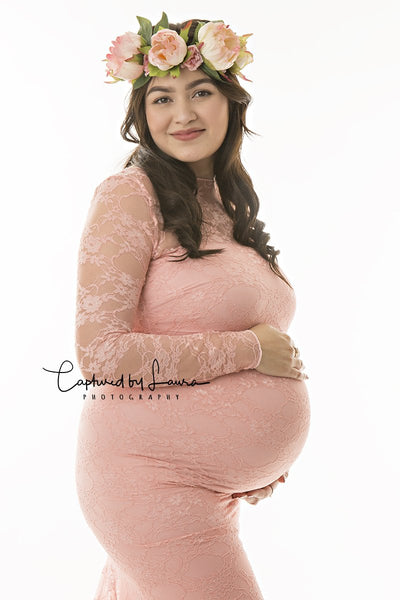 Selena Gown • Boat Neck Gown • Slim Fit Maternity Gown • Lace Maternity Gown • Sweetheart Maternity Gown • by Sew Trendy