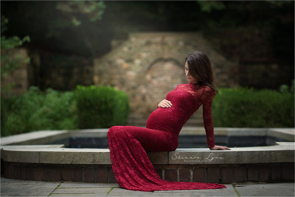 Selena Gown • Boat Neck Gown • Slim Fit Maternity Gown • Lace Maternity Gown • Sweetheart Maternity Gown • by Sew Trendy