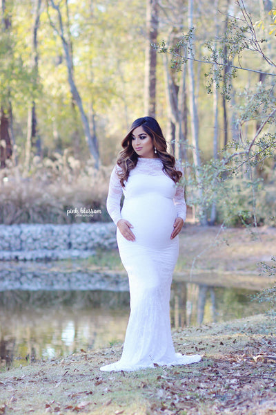 Selena Gown • Boat Neck Gown • Slim Fit Maternity Gown • Lace Maternity Gown • Sweetheart Maternity Gown • by Sew Trendy