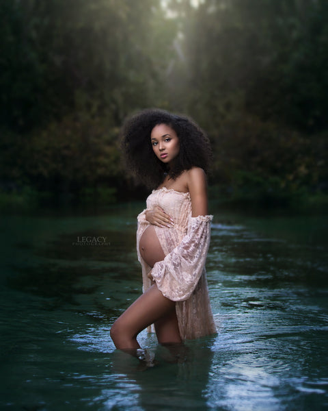 Valerie Gown • Lace Maternity Gown • Vintage Lace Dress • Maternity Lingerie Robe • Vintage Bohemian Dress • Chemise • Nightgown • Nightey • by Sew Trendy