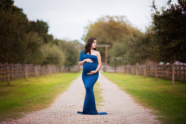 Vanessa Gown • One Shoulder Gown • Fitted Knit Gown • Pregnancy Gown • Slim Fit Maternity Gown • Wedding Gown • Party Gown • Holiday Dress • by Sew Trendy