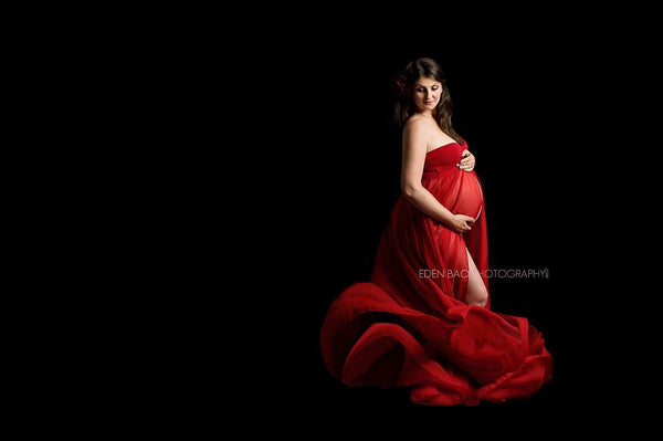 Raquel Gown • Sweetheart Top Dress • Full Circle Skirt Gown • Chiffon Maternity Gown • Split Front Maternity Gown • by Sew Trendy