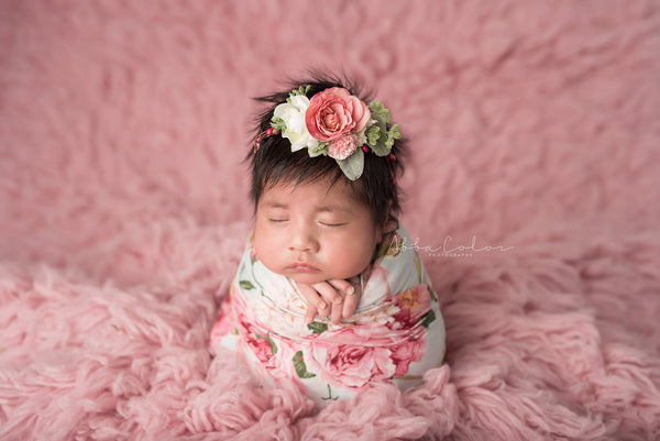 Mini Anistyn Flower Crown • Newborn Blush Rose Crown • Blush Pink Floral Crown for Baby | Ready To Ship • by Sew Trendy