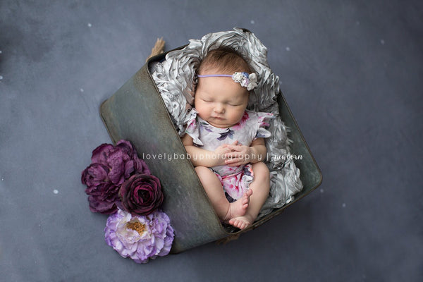 Ava Floral Romper {grey} • Knit Flutter Romper • Floral Romper • Sitter Floral Romper • Baby Romper • Knit Sitter Floral • Newborn Photography Prop • by Sew Trendy