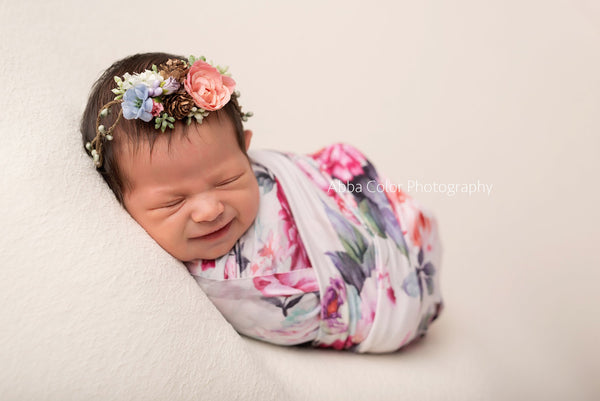 Mini Brielle Flower Crown • Newborn Rose Crown • Blush Floral Crown for Baby | Ready To Ship • by Sew Trendy