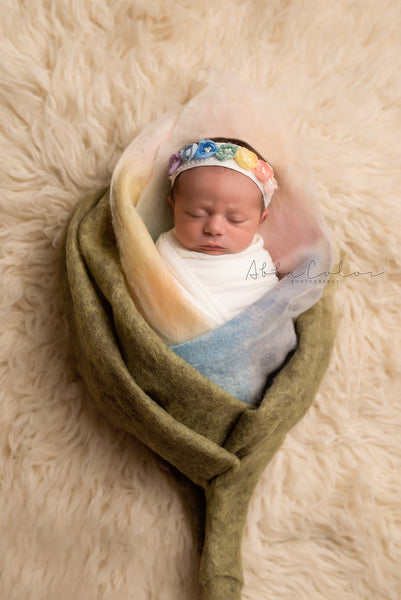 Rainee Floral Newborn Tieback {pastel tones} • Rainbow Baby Line • Newborn Rainbow Floral Crown • Hope Floral Crown • Bohemian Crown • Rainbow Baby Crown | READY TO SHIP • by Sew Trendy