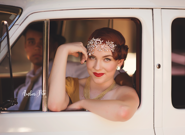 Doris Rhinestone Crown • Rhinestone Halo • Crystal Tie Back • Holiday Party Hair Piece • Flower Girl Headband • Sparkle Headband | Ready To Ship • by Sew Trendy