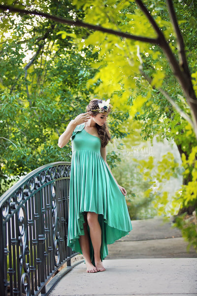 Tatiana Hi Low Maternity Gown • Hi Low Cocktail Dress • One shoulder Maternity Gown • Maternity Cocktail Dress • Flutter Sleeve Top • Knit Hi Low Maternity Gown • Maxi Dress • Pregnancy Dress • by Sew Trendy