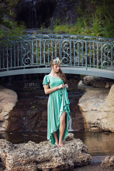 Tatiana Hi Low Maternity Gown • Hi Low Cocktail Dress • One shoulder Maternity Gown • Maternity Cocktail Dress • Flutter Sleeve Top • Knit Hi Low Maternity Gown • Maxi Dress • Pregnancy Dress • by Sew Trendy