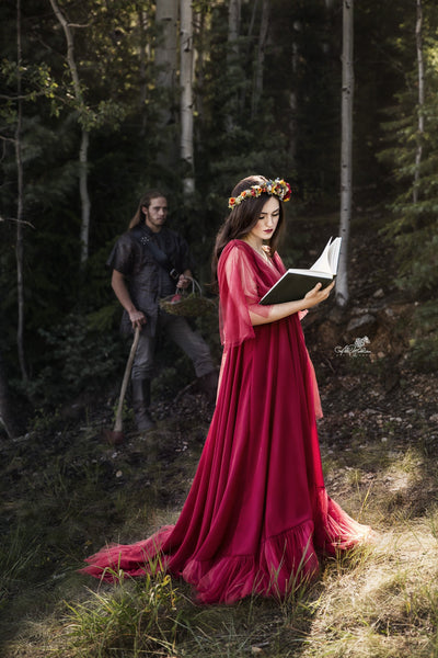 Winefred Gown • Ruffled Maternity Gown • Tulle Maternity Gown • by Sew Trendy