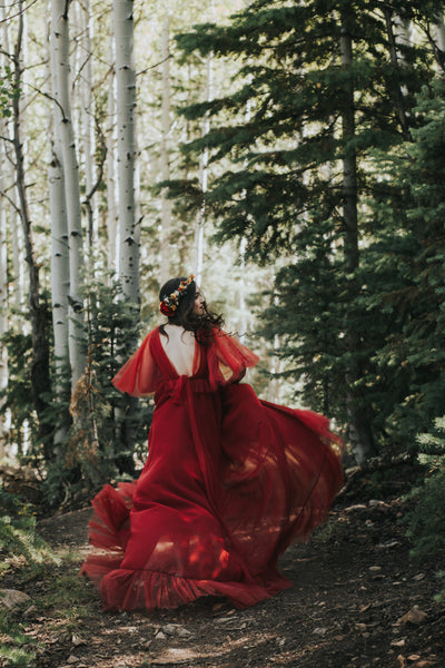 Winefred Gown • Ruffled Maternity Gown • Tulle Maternity Gown • by Sew Trendy